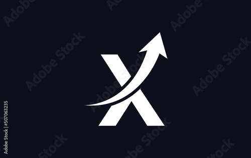 Growth arrow icon and financial logo design vector with the letters and alphabets X