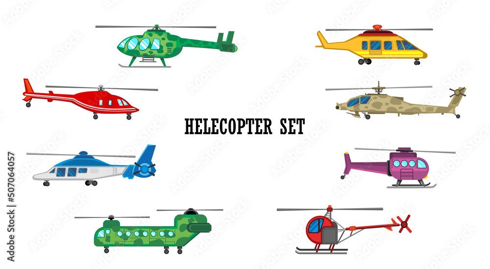 helicopter set vector