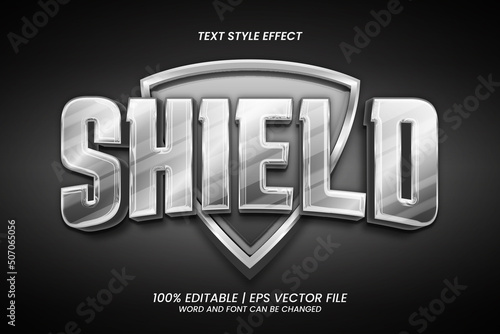 Editable text effect - Silver Chrome Shield 3D Game style
