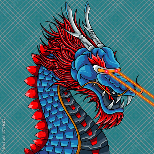 Detailed dragon mecha illustration