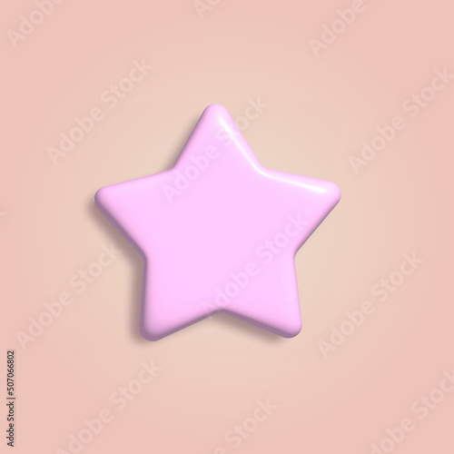 3d cartoon style light purple star. Vector