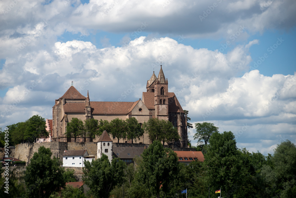 Panorama of the medieval village with roman church