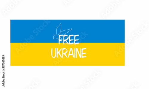 Vector illustration in blue and yellow colors in support of Ukraine. Slogan in support of Ukraine: 