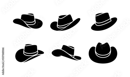 set silhouette Cowboy hat logo icon design