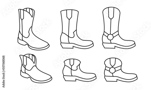 Boot Flat minimal icon set line design illustration