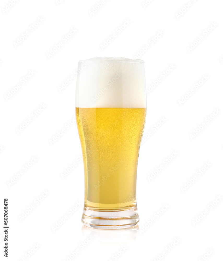 Beer with bubbles in glass isolated on white background Beer with bubbles in glass isolated on white background