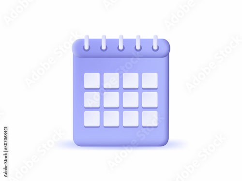 3d blue calendar icon. Planning concept. vector illustration.