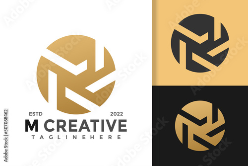 Golden Letter M Elegant Logo Design Vector Template