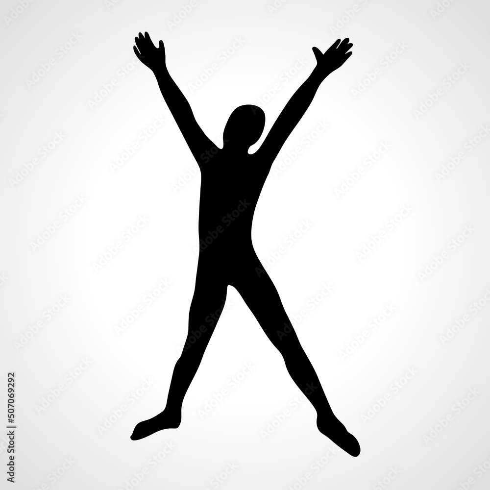 Silhouette of man with raised open arms Silhouette of man with raised open arms