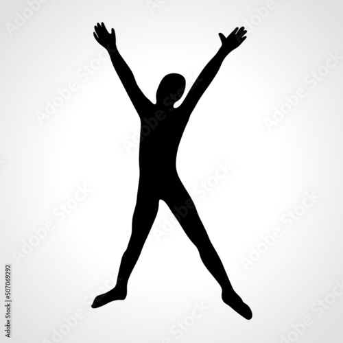 Silhouette of man with raised open arms