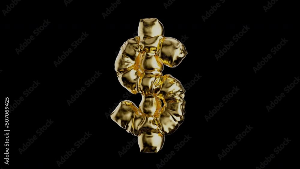 Gold Dollar Rotating symbol on a transparent background. 360 degree rotation Looped animation Gold Dollar Rotating symbol on a transparent background. 360 degree rotation Looped animation