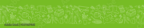 Gardening, preparing spring season, seedlings, growing farm vegetables, garden tools
