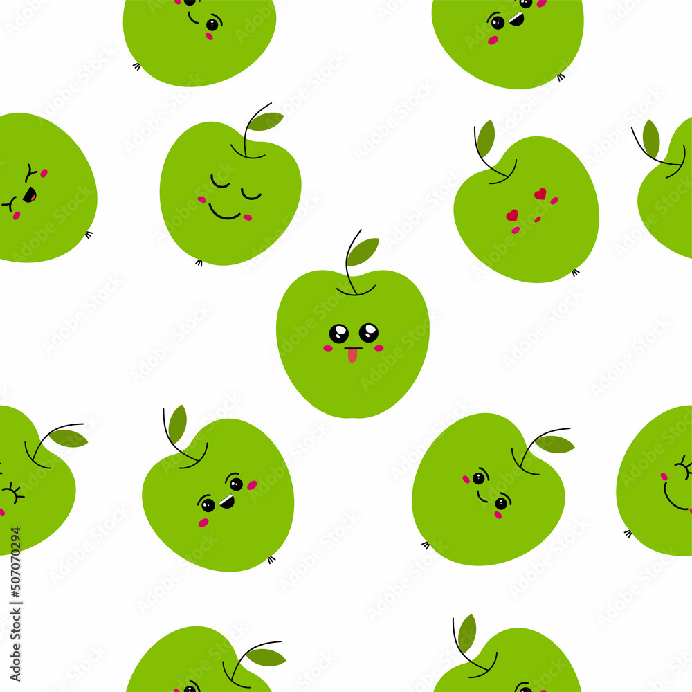 Seamless pattern of green apples on a white background. Vector illustration Seamless pattern of green apples on a white background. Vector illustration