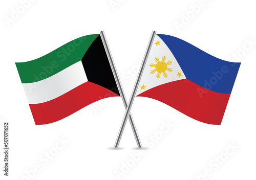 Kuwait and the Philippines crossed flags. Kuwaiti and Philippine flags on white background. Vector icon set. Vector illustration. Free Download Kuwait and the Philippines crossed flags. Kuwaiti and Philippine flags on white background. Vector icon set. Vector illustration. - GFXLoad