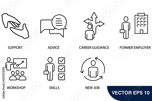 outplacement icons set . outplacement pack symbol vector elements for infographic web