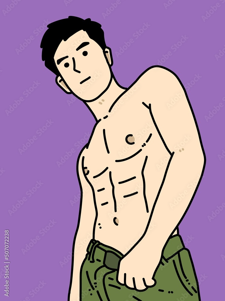 Fototapeta premium cute man cartoon on purple background