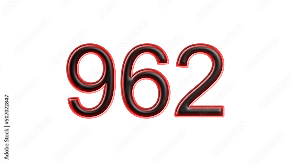 red 962 number 3d effect white background red 962 number 3d effect white background
