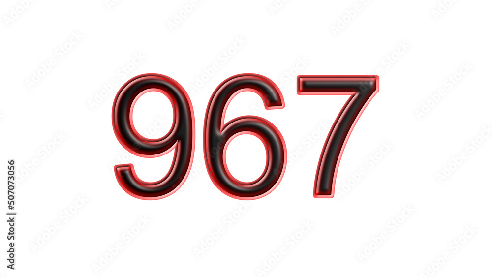 red 967 number 3d effect white background red 967 number 3d effect white background