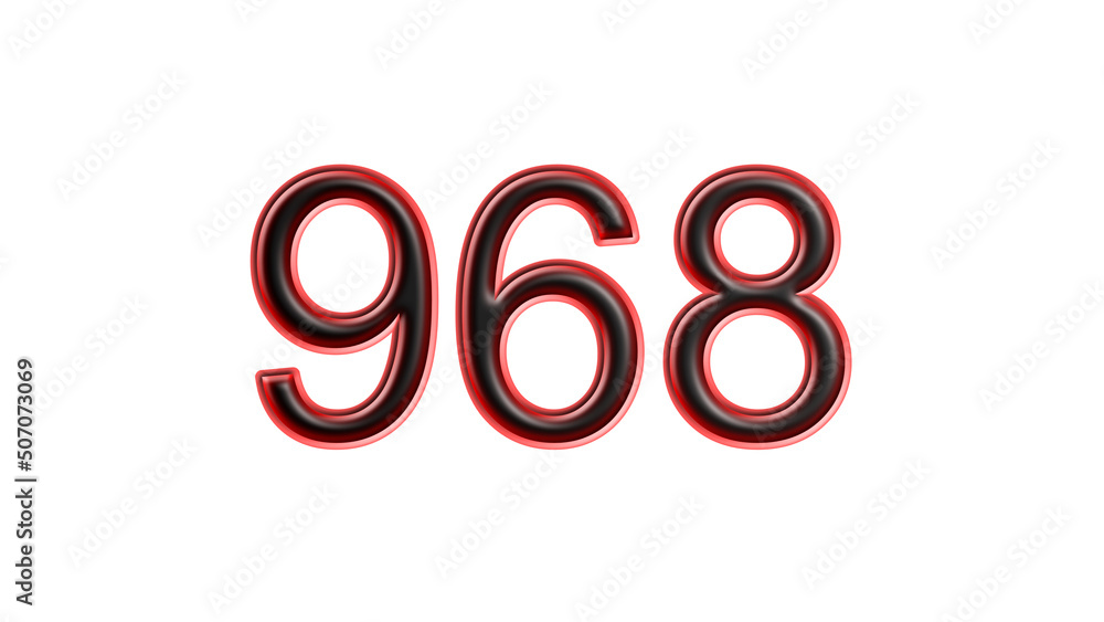 red 968 number 3d effect white background red 968 number 3d effect white background
