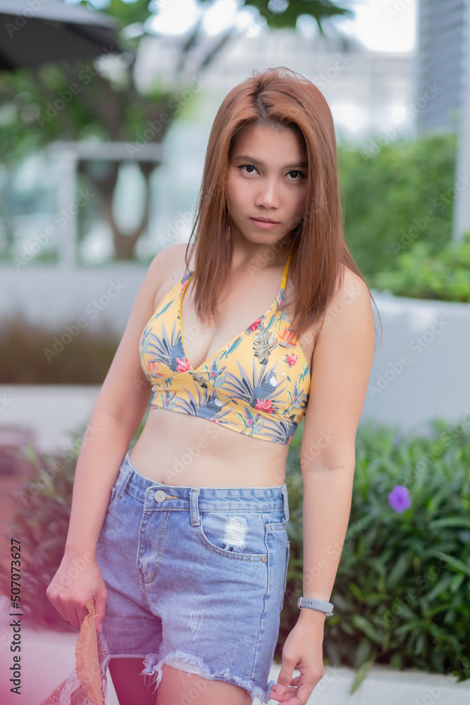 Naklejka premium A woman wearing a bikini, portrait sexy girl 