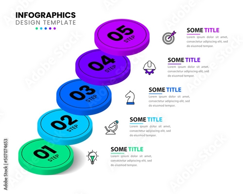 Infographic template. Staircase with five steps. Vector