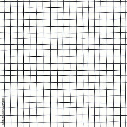 Seamless checkered repeating pattern with hand drawn grid. Light plaid background for wrapping paper  surface design and other design projects