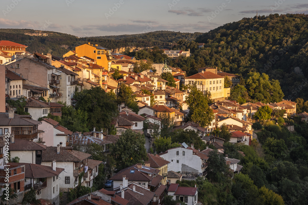 Aerial view of old town of Veliko Tarnovo city in Bulgaria