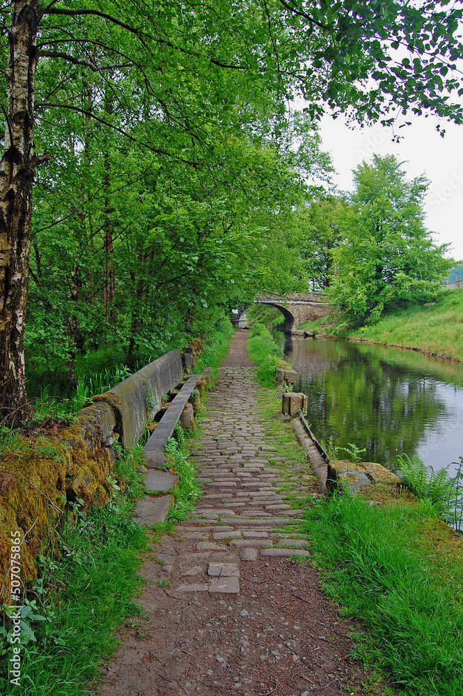 A lovely  walk along the picturesque Rochdale Canal in the Calder Valley West Yorkshire U.K.