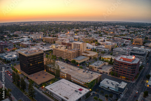 Aerial View of Downtown Bakersfield, California Skyline photo