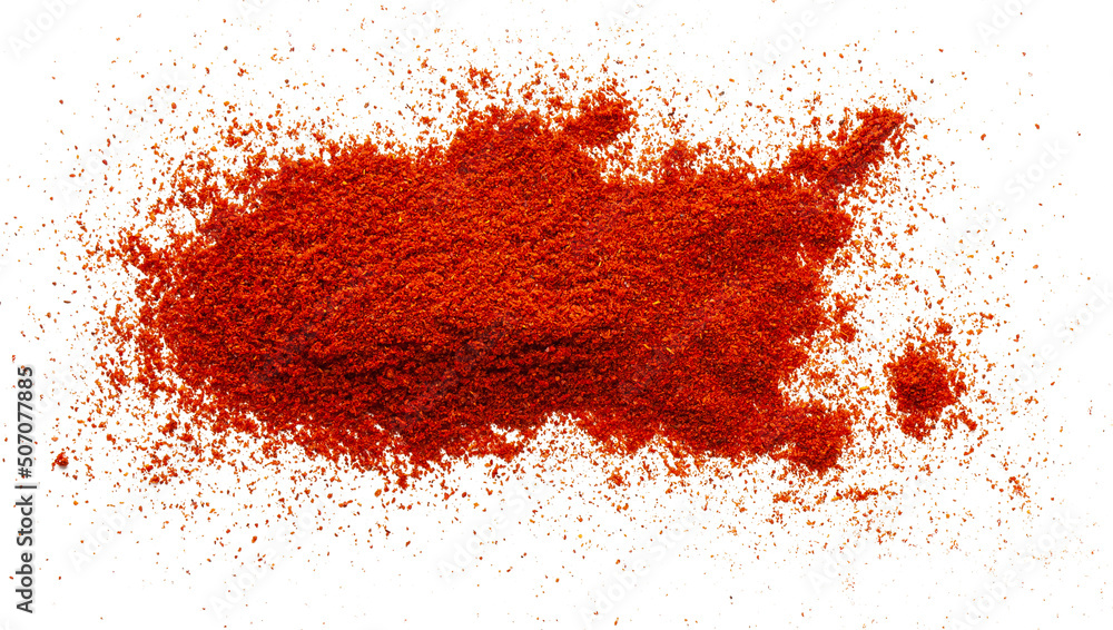 Red ground pepper. Chili pepper powder isolated on white background.