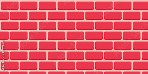 Cartoon Brick Wall background seamless Vector texture pattern illustration.