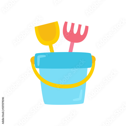 Vector illustration of plastic pail on white background.