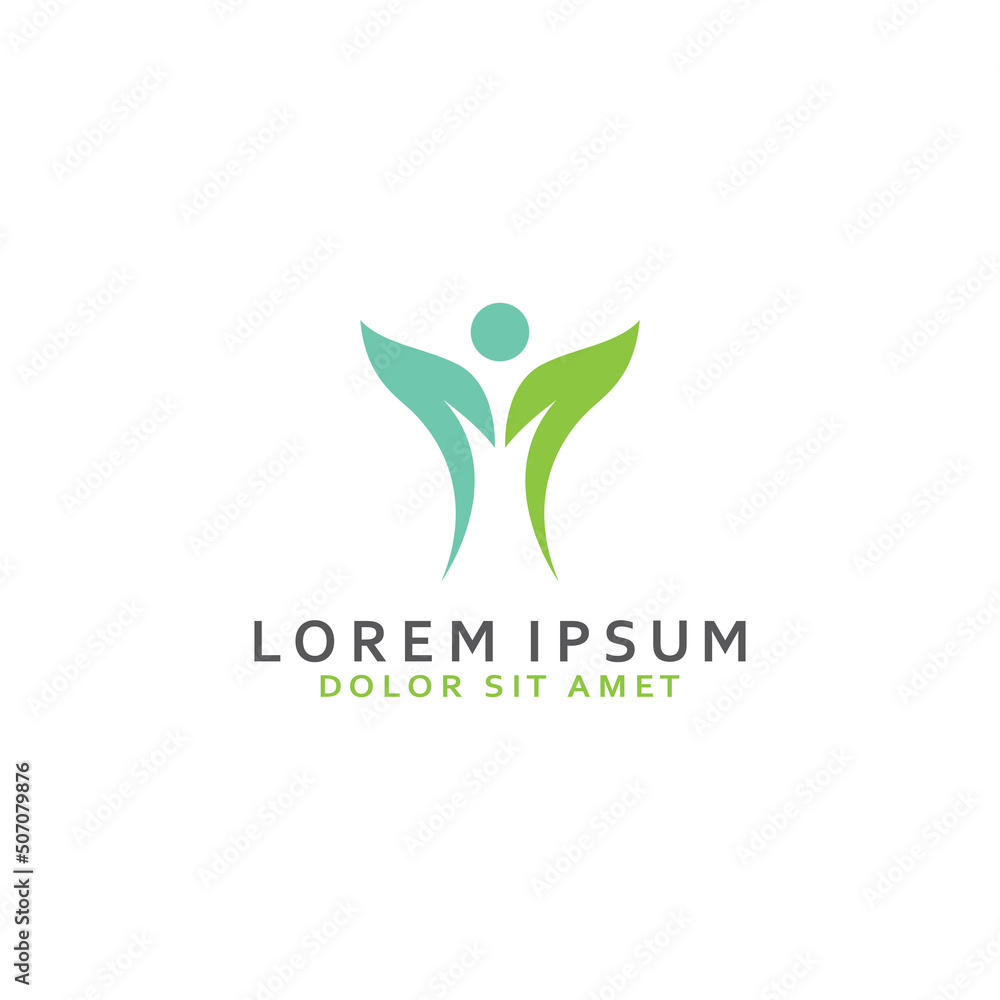 Human nature leaf logo. Leaf and human combination logo with template illustration vector concept. Human nature leaf logo. Leaf and human combination logo with template illustration vector concept.