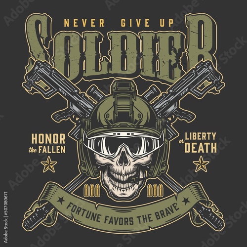 Death soldier colorful poster vintage