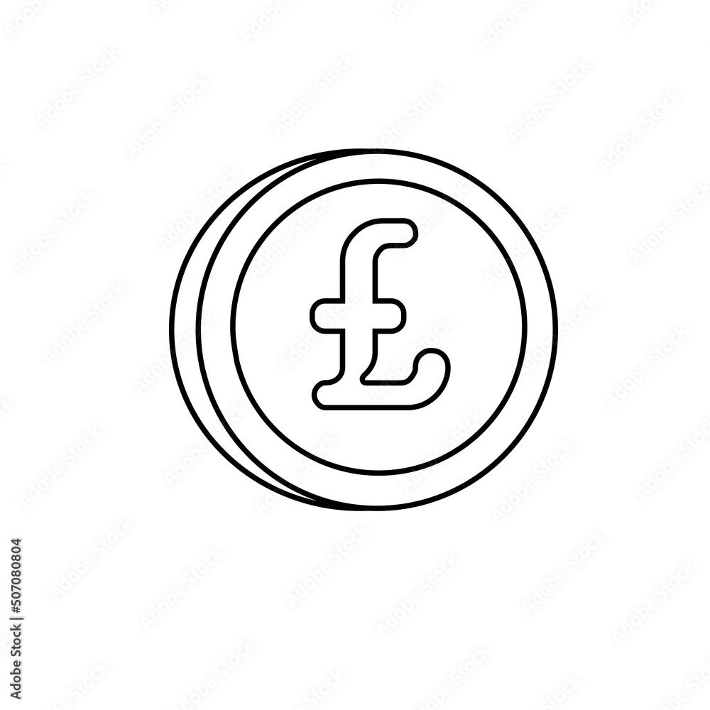 Pound coin in line style. Vector flat illustration Pound coin in line style. Vector flat illustration