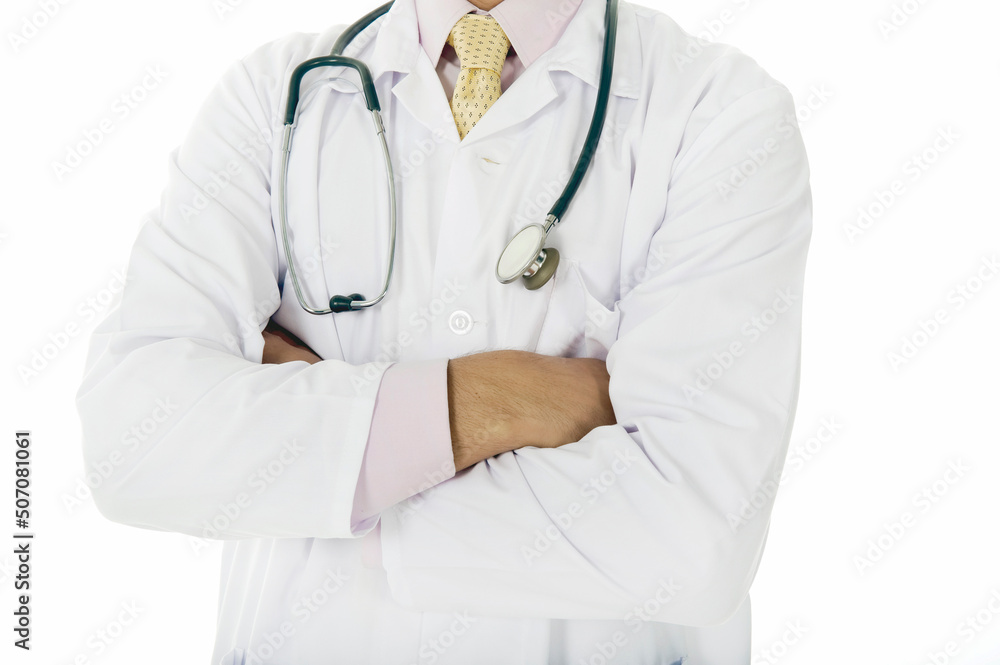 Confident Body Language of a Doctor Against White Background Confident Body Language of a Doctor Against White Background