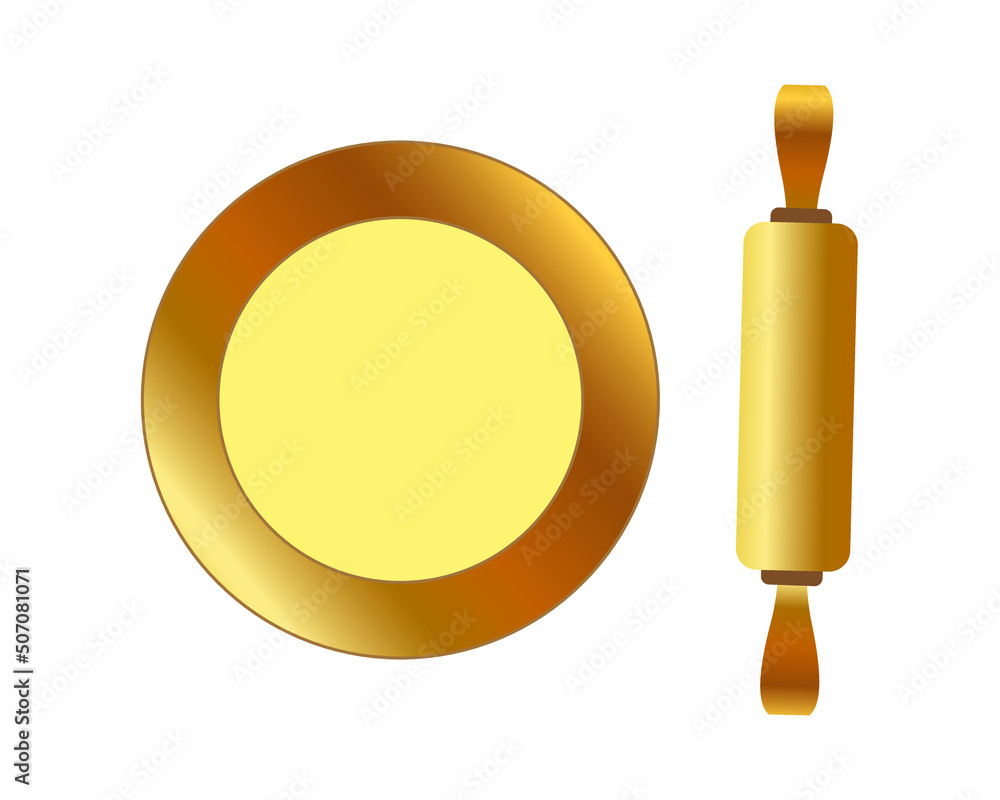 Top view of chapati maker and roller vector isolated. Wooden roti maker  icon. Stock Vector | Adobe Stock