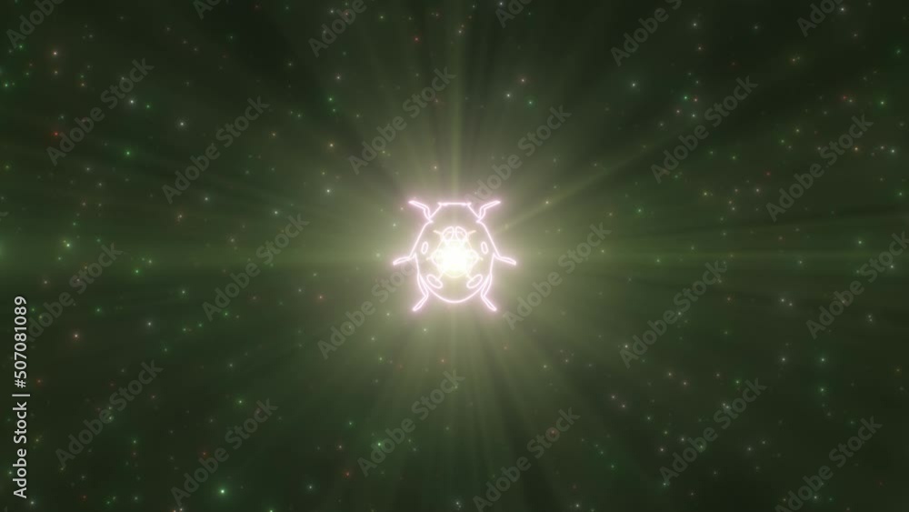 Ladybug Beetle Shape Outline Bright Glow Neon Lights Tunnel Ladybird