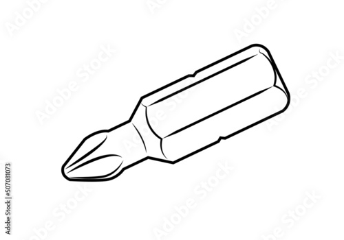 Screwdriver bit vector isolated. Industrial tool.
