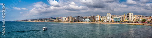 Canvas View of coastline of city Sidon in Lebanon