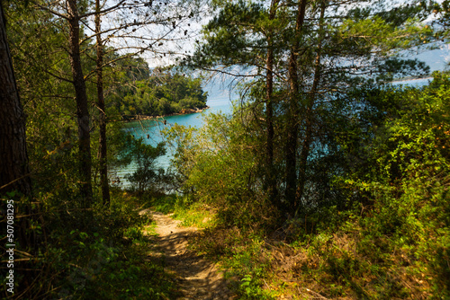 CAMLI, MUGLA, TURKEY: Beautiful seascape with mountain views in the village of Camli