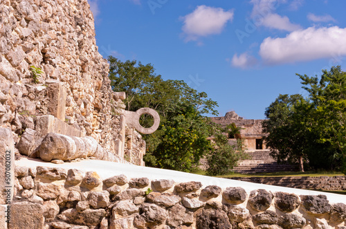 Ring at the Mayan ballgame court in the ancient Mayan city Uxmal, Mexico,Yucatan photo