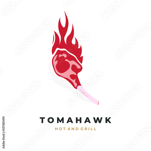 Hot tomahawk meat illustration logo