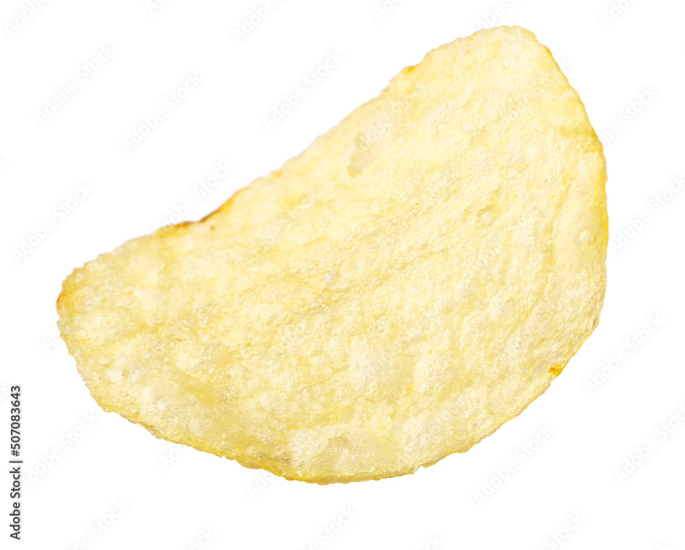 Single potato chip isolated on white background. Single potato chip isolated on white background.