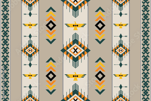 Ethnic pattern and Seamless textures, Navajo Native American, Abstract geometric print, Rustic decorative ornament, Patterns of fabrics for textiles and apparel, Home decoration and art vintage style.