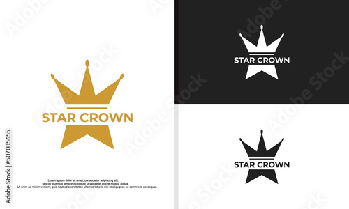 Star Logo Template vector icon illustration design. Modern Crown logo in elegant style with Black Background.