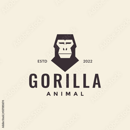 simple hipster head gorilla logo design vector graphic symbol icon illustration creative idea