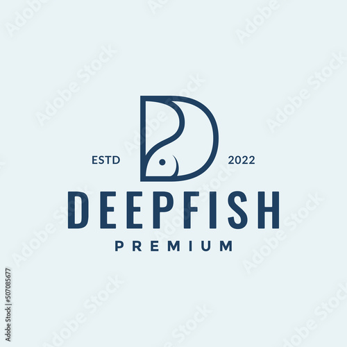 initial D with fish logo design vector graphic symbol icon illustration creative idea