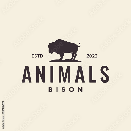 isolated bison livestock hipster logo design vector graphic symbol icon illustration creative idea