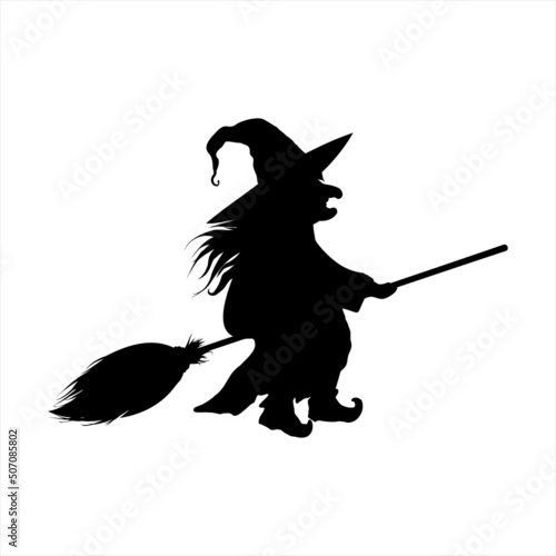 halloween witch with broom